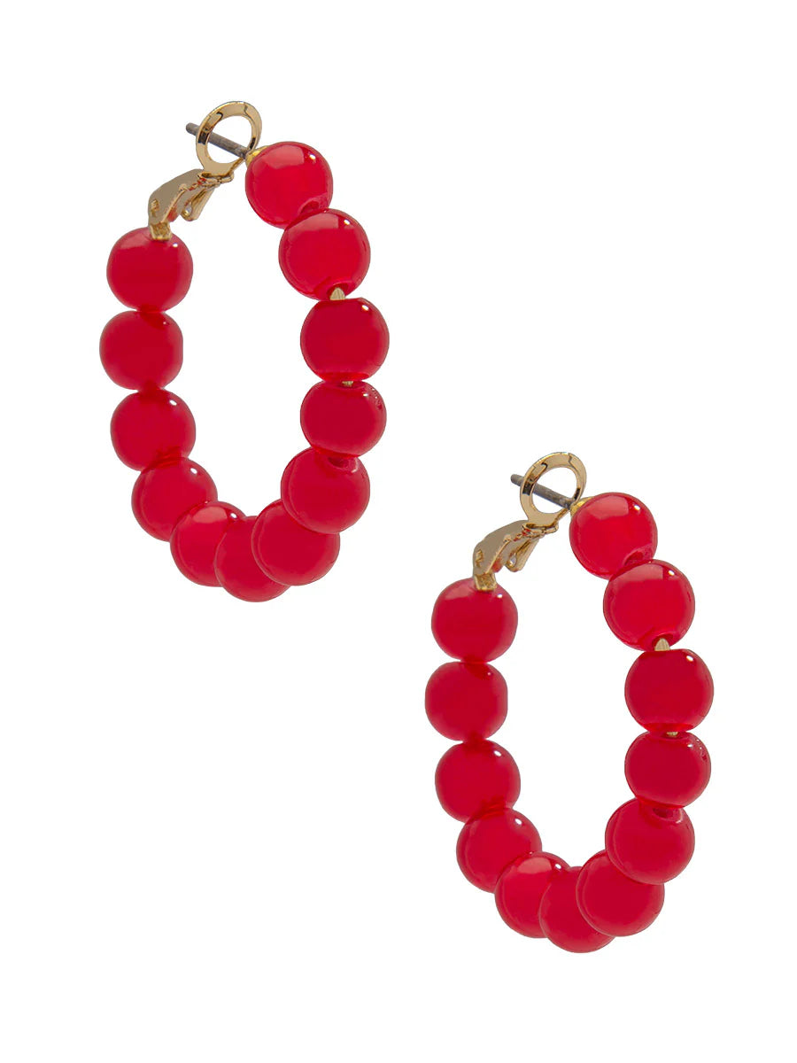 Leila スモールガラスビーズフープピアス