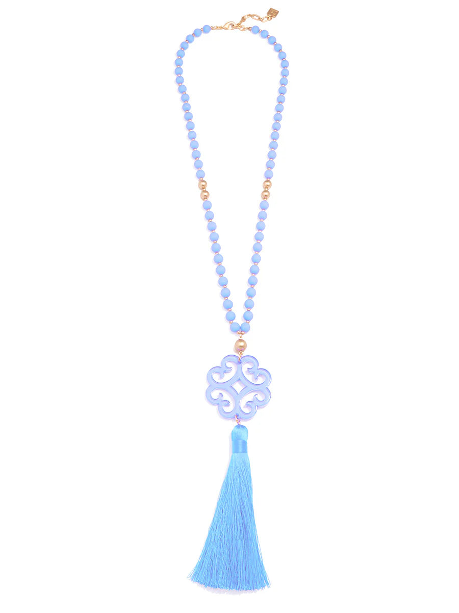 Jade ペンダントタッセルネックレス