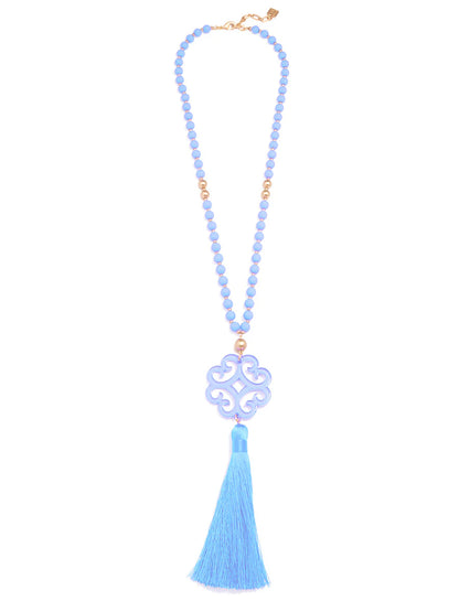 Jade ペンダントタッセルネックレス