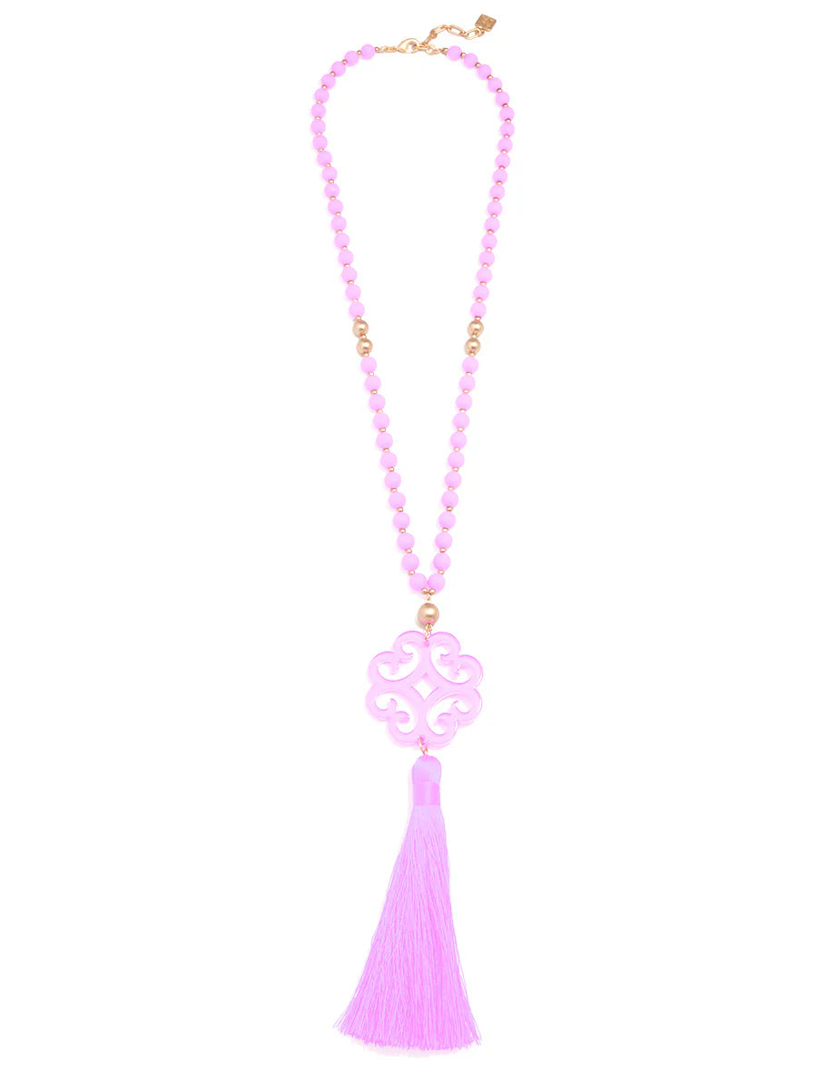 Jade ペンダントタッセルネックレス