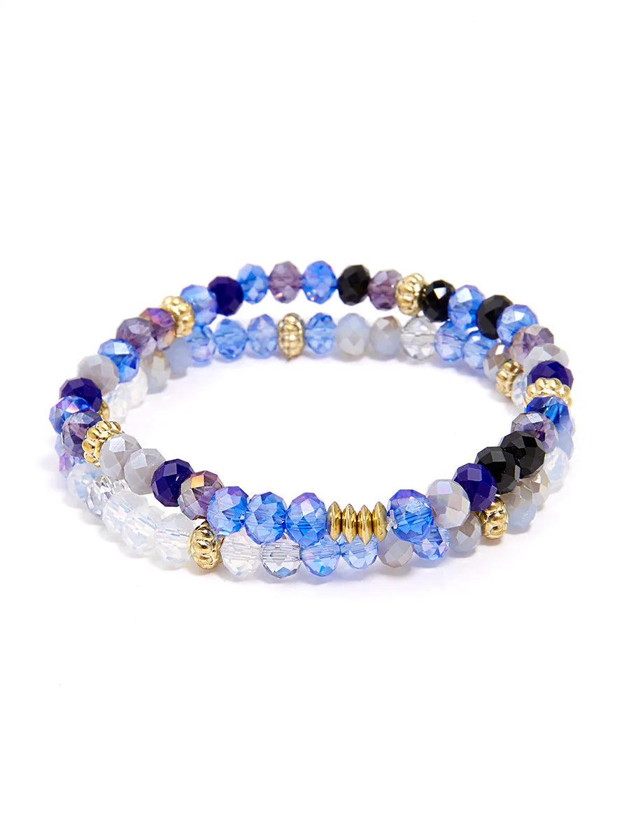 Crystal カラフルビーズ ストレッチブレスレット